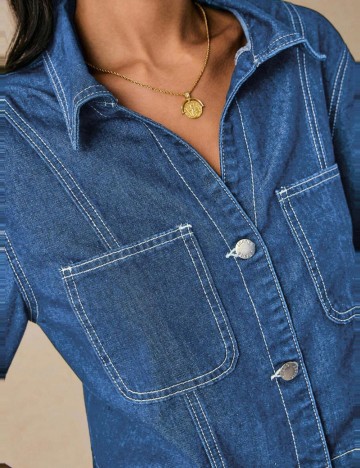 Cămașă de blugi Shein, albastru