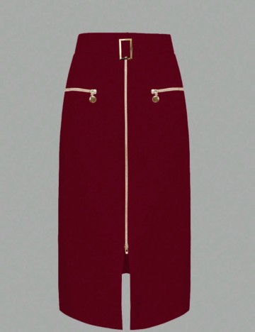 Fustă midi Shein Curve+, vișiniu