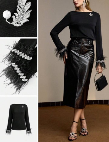 Bluză Shein MOTF, negru