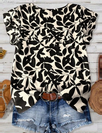 Cămașă cu m&acirc;necă scurtă Shein Curve+, mix culori