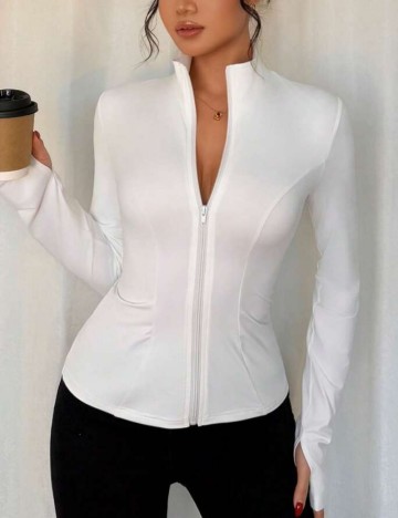 Bluză cu fermoar Shein, alb