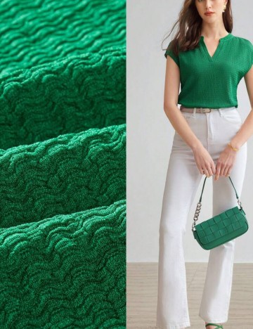 Cămașă cu m&acirc;necă scurtă Shein, verde