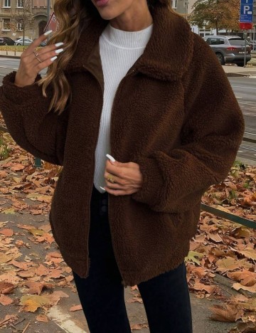 Jachetă de blană Shein, maro