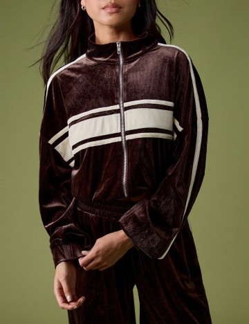 Bluză cu fermoar Shein Missguided, maro