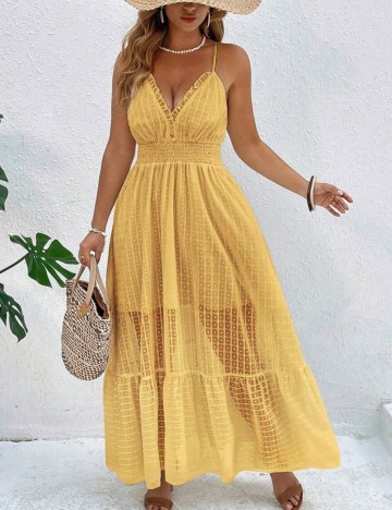 Rochie maxi Shein Curve+, galben