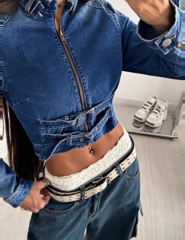 Jachetă De Blugi Shein, albastru