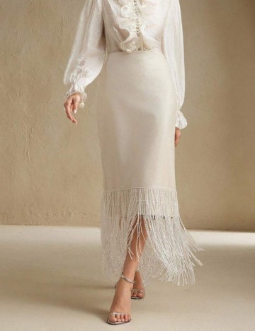 Fustă Imitație Piele Shein, crem