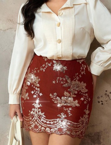 Fustă mini Shein Curve+, cărămiziu