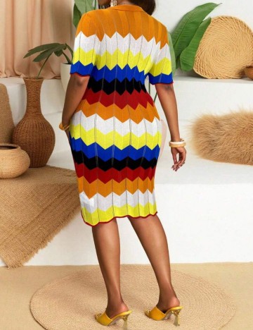 Rochie midi Shein Curve+, mix culori