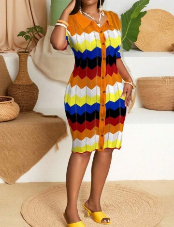 Rochie midi Shein Curve+, mix culori