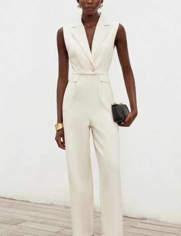 Salopetă lungă Shein, crem