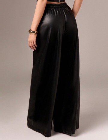 Pantaloni din imitatie de piele Shein AIIRZ, negru