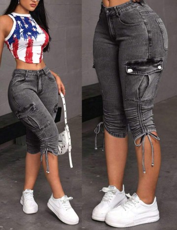 Pantaloni 3/4 Shein, gri