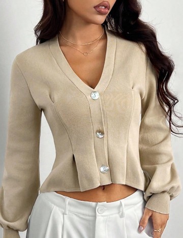 Bluză cu nasturi Shein, bej