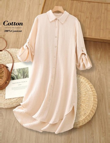 Rochie tip cămașă Shein Curve+, crem