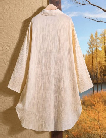 Rochie tip cămașă Shein Curve+, crem