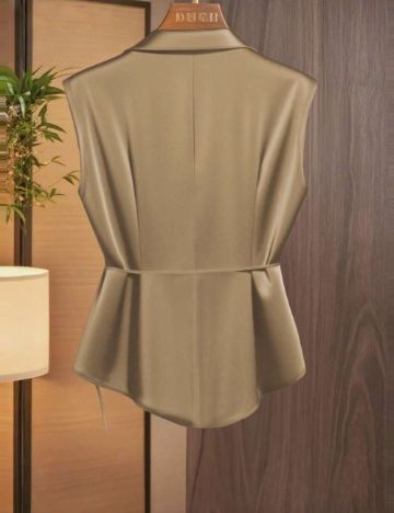 Cămașă cu m&acirc;necă scurtă Shein, bej