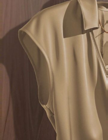 Cămașă cu m&acirc;necă scurtă Shein, bej