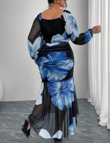 Rochie maxi Shein Curve+, mix culori