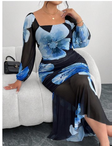 Rochie maxi Shein Curve+, mix culori