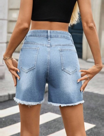 Pantaloni scurți de blugi Shein, albastru