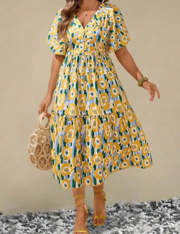 Rochie midi Shein Curve+, mix culori