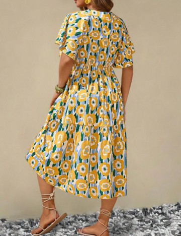 Rochie midi Shein Curve+, mix culori