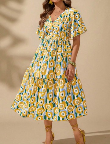 Rochie midi Shein Curve+, mix culori