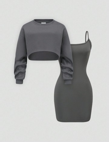 Set rochie și bluză Shein, gri