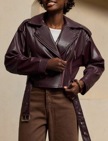 Jachetă imitație de piele Shein, vișiniu