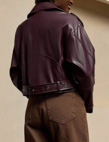 Jachetă imitație de piele Shein, vișiniu