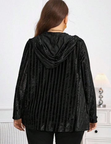 Hanorac Cu Fermoar Shein Curve+, negru