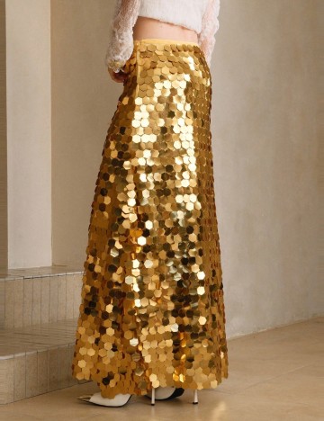 Fustă maxi Shein, auriu