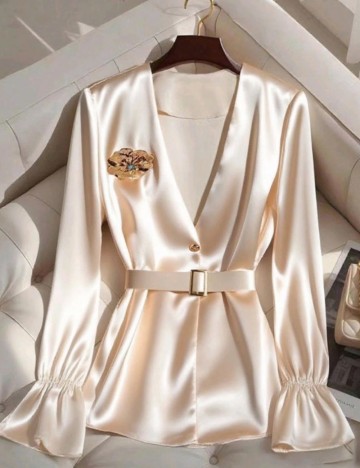 Cămașă Shein Curve+, crem