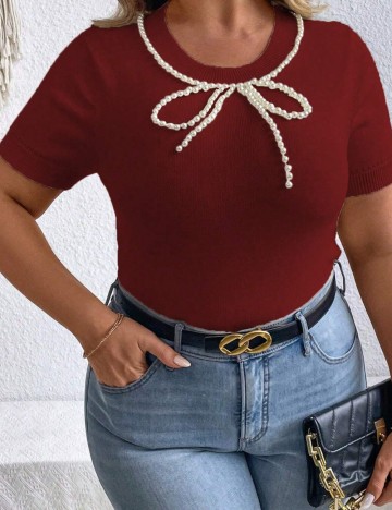 Tricou Shein Curve+, vișiniu