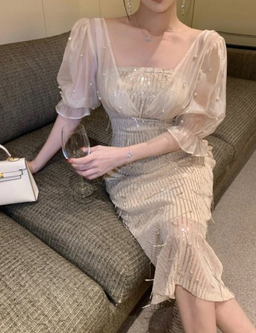 Rochie midi Shein DAZY, crem