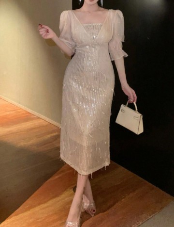 Rochie midi Shein DAZY, crem