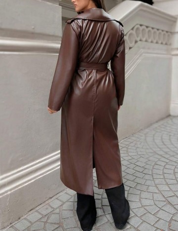 Trench imitație de piele Shein, maro