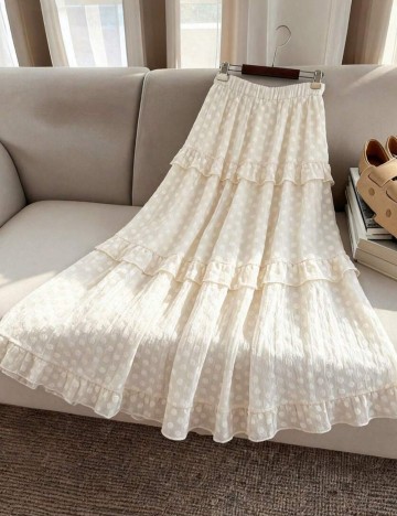 Fustă maxi Shein Curve+, crem