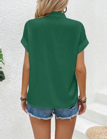 Cămașă cu m&acirc;necă scurtă Shein, verde