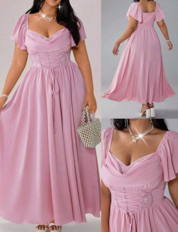 Rochie maxi Shein Curve+, roz