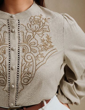 Cămașă Shein Curve+, bej