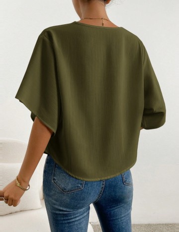 Cămașă cu m&acirc;necă scurtă Shein, verde