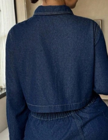 Cămașă de blugi Shein Curve+, albastru