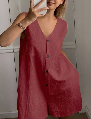 Salopetă scurtă Shein, vișiniu