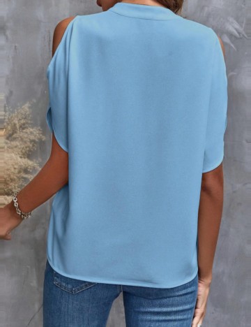 Cămașă cu m&acirc;necă scurtă Shein, albastru