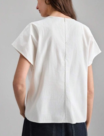 Cămașă cu m&acirc;necă scurtă Shein, alb