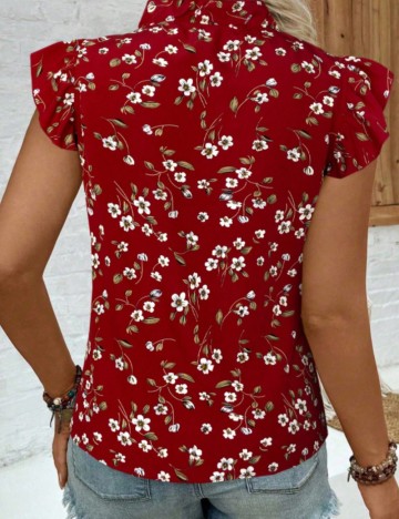 Cămașă cu m&acirc;necă scurtă Shein Curve+, roșu