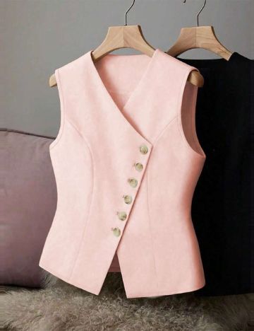 Vestă Shein, roz pudra