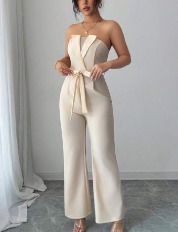 Salopetă lungă Shein, crem